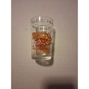 Looney Tunes Welchs Road Runner Wile E Coyote Juice Glass 1974 Bugs Bottom 4.25”